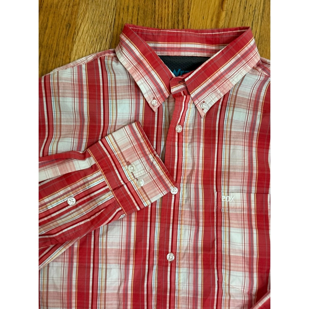 Wrangler 20X Competition Mens XXL Long Sleeve Button Up Shirt Red White Plaid